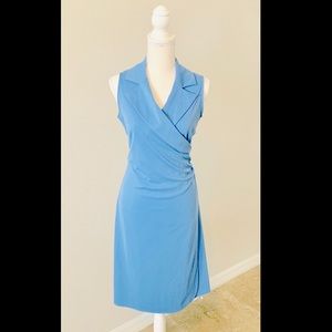EXPRESS Faux Wrap Sleeveless Midi Dress, BLUE, 7/8